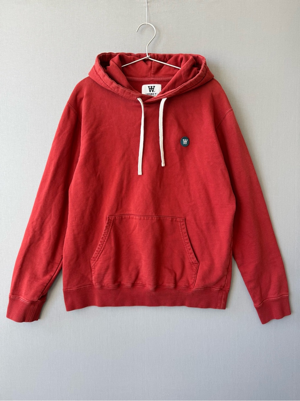 AA by Wood Wood Burnt Red 100% Cotton Hoodie with White Drawstrings - Size L